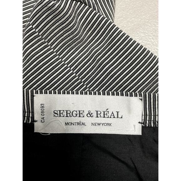 SERGE & REAL Textured Striped A-Line Skirt High Rise in Black White Women's S - Picture 5 of 7